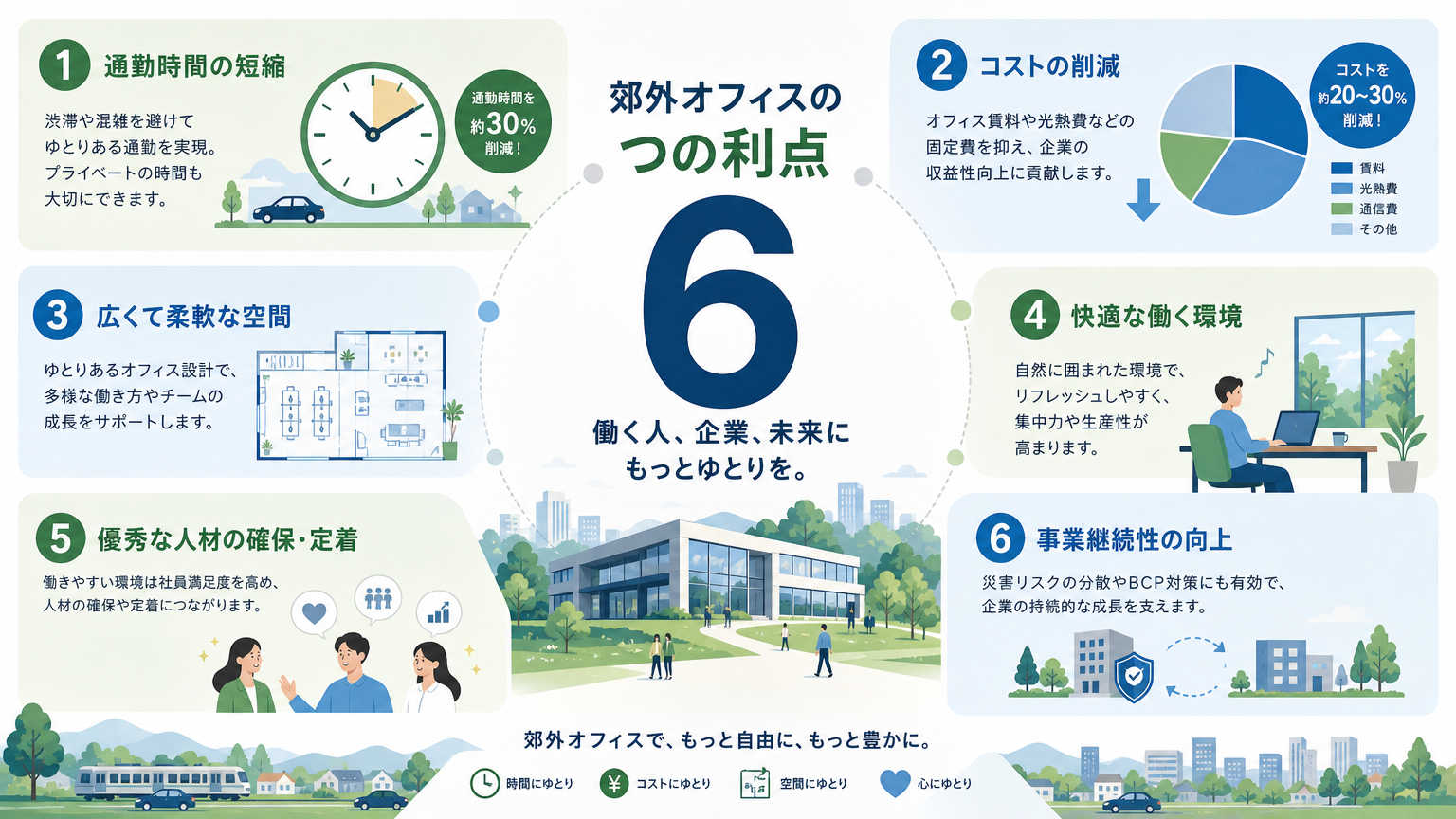 郊外オフィスの利点